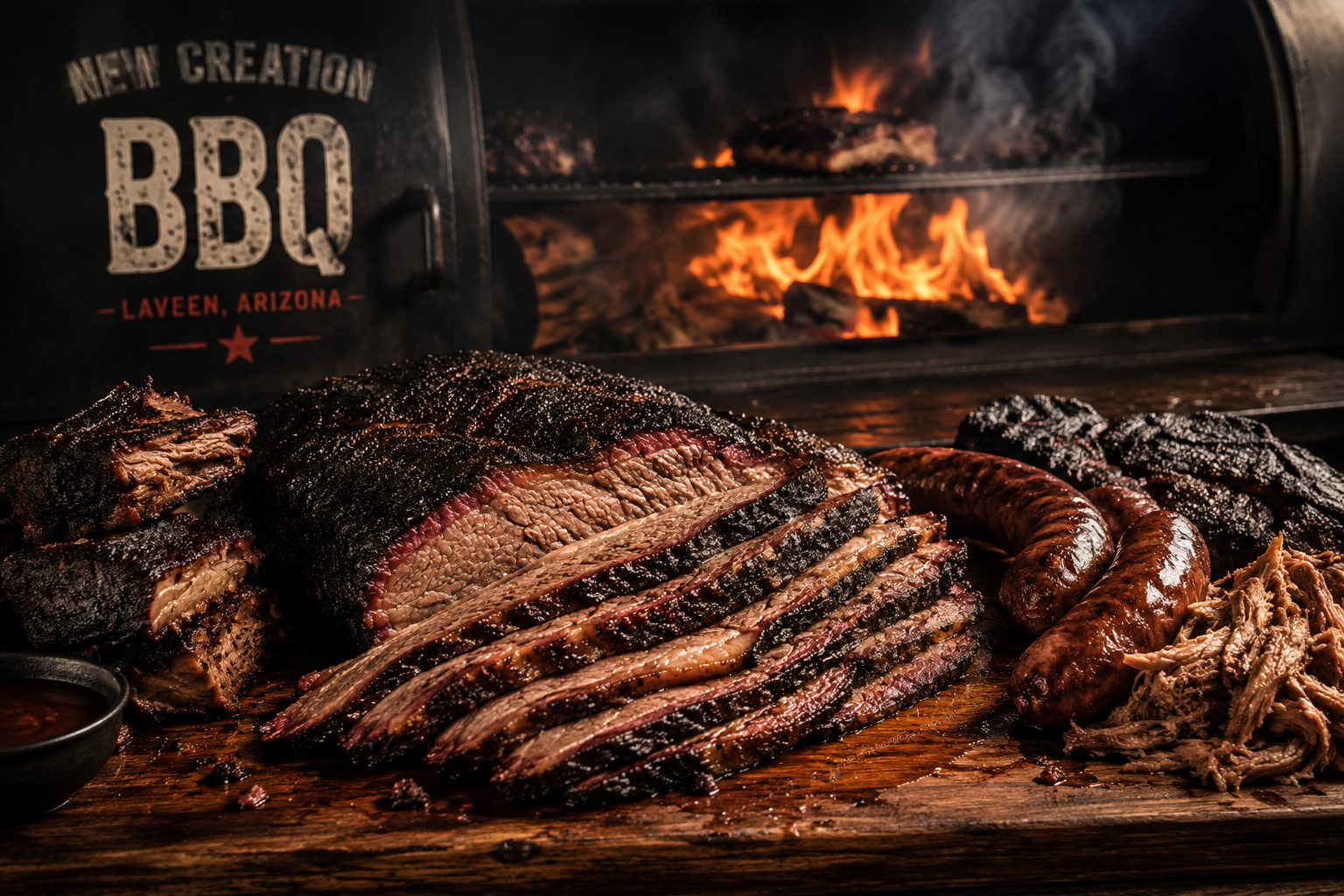 BBQ Brisket, Smoked Sausage and Pulled Pork from New Creation BBQ in Phoenix AZ